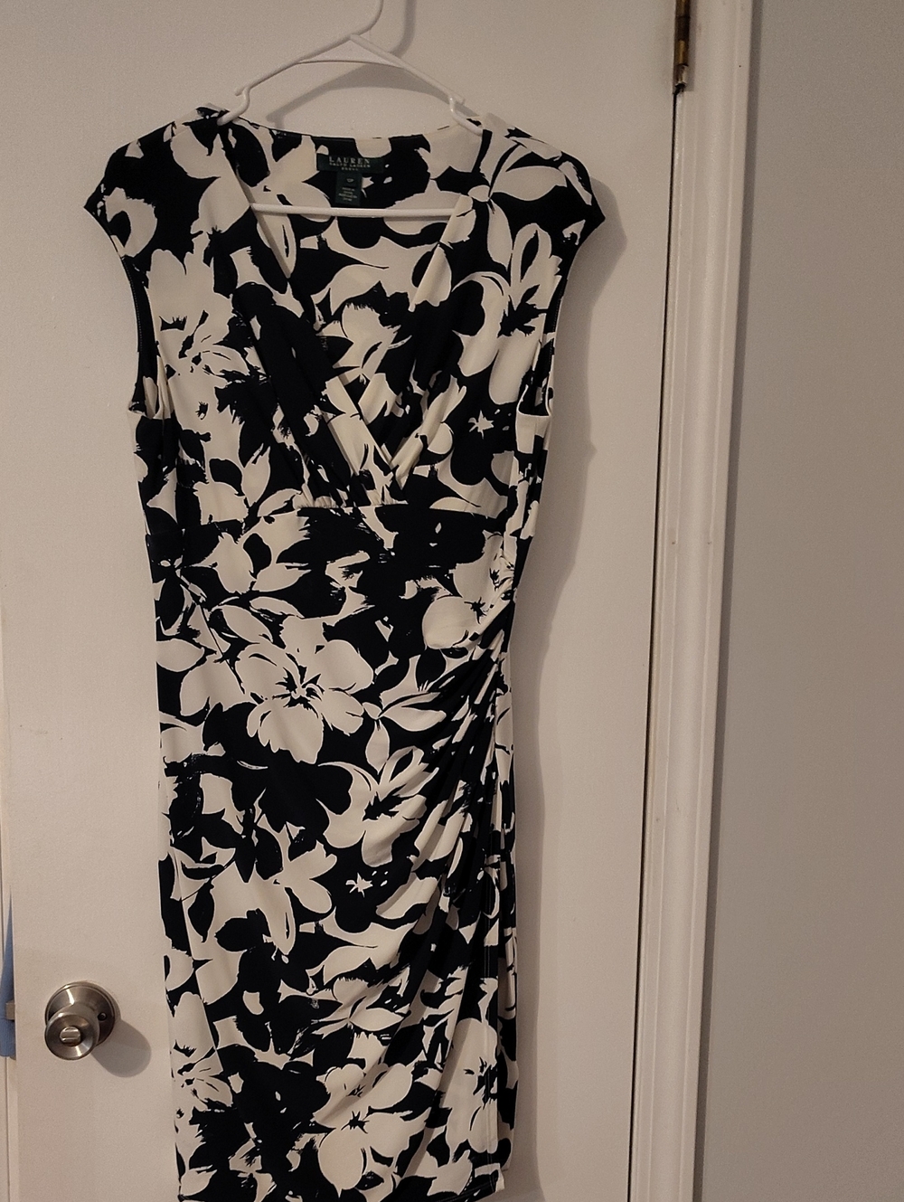 Ralph Lauren Black and White Floral Midi Dress